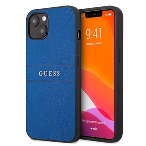 Guess Saffiano siksniņas viedtālruņa apvalks iPhone 13 mini 5.4" - zils