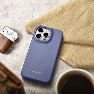 iCarer CE Premium ādas folio viedtālruņa apvalks iPhone 14 Pro Max magnētiskais atveramais ādas folio apvalks MagSafe gaiši violeta
