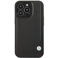 Viedtālruņa apvalks BMW BMHCP14X22RBDK iPhone 14 Pro Max 6.7" melns/melns cietais apvalks ādas zilie punkti