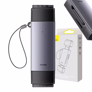 Baseus Lite Series SD/TF atmiņas karšu lasītājs, USB + USB-C (pelēks)