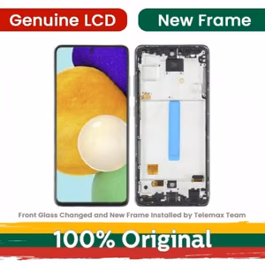 LCD displejs saderīgs ar Samsung A525 A52 (A526 A52 5G) ar rāmi / Awesome zils / (Atjaunots: Telemax)
