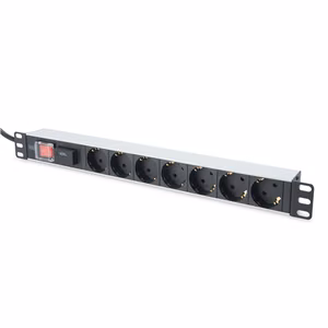 Digitus 1U Aluminum PDU, rackmountable, 7x safety outlet 16A Plug, 250VAC 50/60Hz, switch, surge protection DN-95407