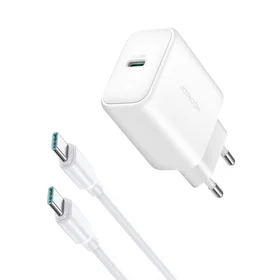 Joyroom JR-TCF24 USB-C PD 30W QC SFC tīkla lādētājs - balts + 1m USB-C kabelis