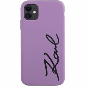 Karl Lagerfeld KLHCN61SKSVGU iPhone 11 / Xr 6.1" violets cietais viedtālruņa apvalks Silikona Paraksts
