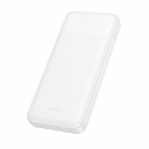 Portatīvais lādētājs Hoco 10000 mAh 2A ar četriem iebūvētiem kabeļiem USB A + USB C + Lightning + Micro USB J163 balts