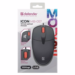 Defender Icon MB-057 optiskā pele 1000 DPI melna klusā klikšķa