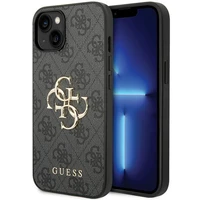 Guess 4G Big Metal Logo viedtālruņa apvalks iPhone 15 - pelēka