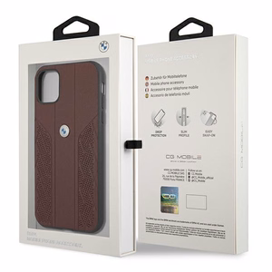 BMW ādas perforēts viedtālruņa apvalks iPhone 11 / Xr - sarkans