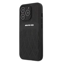 AMG AMHCP13LOSDBK iPhone 13 Pro / 13 6.1" melna/melna cietais apvalks ādas liektās līnijas
