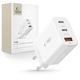 Tech-Protect NC30W lādētājs 2x USB-C PD 30W / USB-A QC 3.0 - balts
