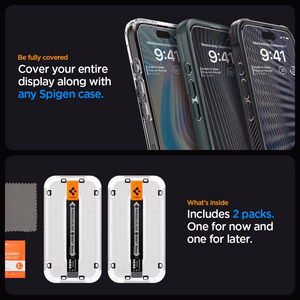 Spigen Glas.tR EZ Fit FC Tempered Glass for iPhone 15 Pro Max - Black 2 pcs.