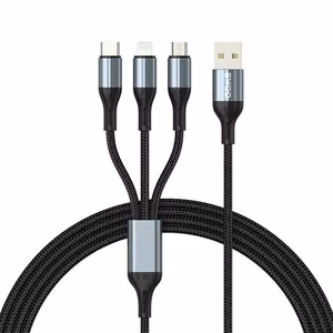 BWOO 3-in-1 Kabelis USB - USB-C, Lightning, Micro USB 1m 3A X274 melns