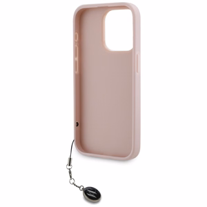 Karl Lagerfeld Saffiano Rhinestones & Charm viedtālruņa apvalks iPhone 15 Pro - rozā