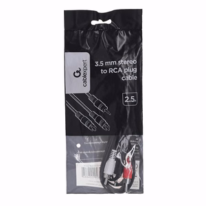Gembird audio kabelis 2,5m, 3,5mm/2xRCA, M/M melns, sarkans, balts