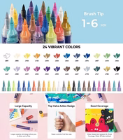 Akrila marķieru pildspalvas ARRTX Simptap, 24 krāsas