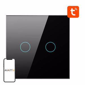 Умный выключатель освещения ZigBee Avatto ZTS02-EU-B2 2 Way TUYA (чёрный)