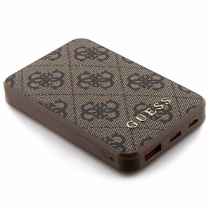 Guess внешний аккумулятор 15W GUPB5LP4GEGW 5000mAh коричневый/коричневый 4G Leather Metal Logo