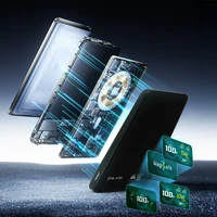 Blavec Portatīvais lādētājs 5000mAh BJ-04 Īpaši Plāns 7,8mm - Type C - 22,5W magnētiskā Magsafe 3 in 1 (PBBJ04-MC5B) melna stikls