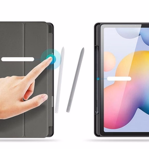 DUX DUCIS apvalks DOMO salokāms ar zīmuļa turētāju SAMSUNG Tab S6 Lite (P610/P613/P615/P619) melns