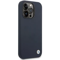 Viedtālruņa apvalks BMW BMHMP14XSILNA iPhone 14 Pro Max 6.7 - tumši zilais silikona logotips MagSafe