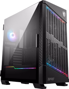 MSI MPG VELOX 100P AIRFLOW vidēja torņa spēļu datora korpuss, melns, 3× 120 mm ventilators + 1× 120 mm ARGB ventilators, ARGB sloksne, USB Type-C, rūdīts stikls, E-ATX/ATX/mATX/mini-ITX