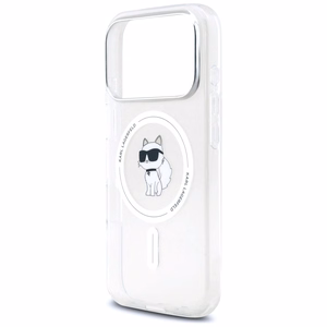 Karl Lagerfeld IML Choupette Magnētiskais MagSafe apvalks viedtālrunim iPhone 17 Pro Max - caurspīdīgs