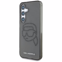 Karl Lagerfeld viedtālruņa apvalks ar rhinestones Karl Head logotipu Samsung Galaxy S25 melns