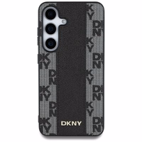 DKNY ādas rūtainā raksta magnētiskais viedtālruņa apvalks Samsung Galaxy S25 - melns
