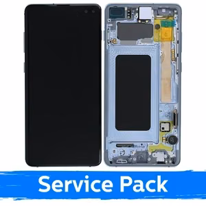 LCD displejs saderīgs ar Samsung G975 S10 Plus ar rāmi / Prism Blue / (Service Pack)