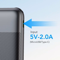 VEGER portatīvais lādētājs 10000 mAh PD QC3.0 2A 20W L10S (W1105PD) melna