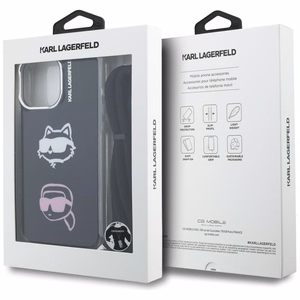 Karl Lagerfeld IML Crossbody Karl&Choupette Head Maciņš for iPhone 16 Pro - melns