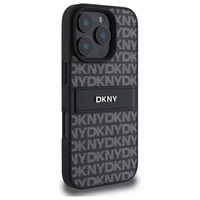 DKNY tekstūras raksta svītrains viedtālruņa apvalks iPhone 16 Pro - melns