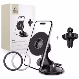 Tech-Protect N50 MagSafe magnētiskais automašīnas tālruņa turētājs panelim / gaisa ventilācijas režģim - melns