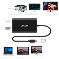 Choetech spraudņa adapteris USB Type C Thunderbolt 3 (40Gbps) - 2x DisplayPort 4K 60Hz melns (HUB-D03)