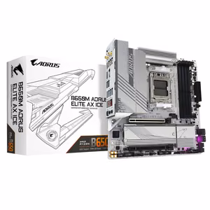 Материнская плата GIGABYTE B650M AORUS Elite AX Ice AMD Ryzen 9000 DDR5 8000MHz PCIe 5.0 Wi-Fi 6E 2.5GbE USB 3.2 Gen 2x2