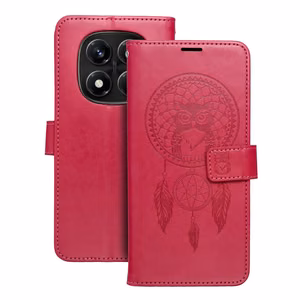 MEZZO grāmatas tipa viedtālruņa apvalks XIAOMI Redmi Note 14 PRO 4G ar sapņu ķērāju, purpursarkans