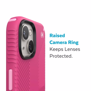 Speck Presidio2 Grip MagSafe vāciņš ierīcei iPhone 14 Plus, ar neslīdošu satvērienu, “Digital Pink / Blossom Pink / White” krāsu kombinācija