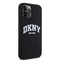 DKNY Šķidrs silikona balts drukāts logotips magnētiskais viedtālruņa apvalks iPhone 12/12 Pro - melns