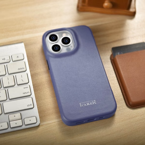iCarer CE Premium ādas folio viedtālruņa apvalks iPhone 14 Pro Max magnētiskais atveramais ādas folio apvalks MagSafe gaiši violeta