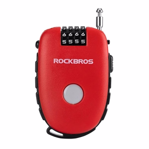 Rockbros 32420981001 velosipēda slēdzene ar ievelkamu trosi, sarkana