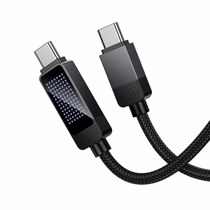 Hoco U154 USB-C–USB-C kabelis ar punktu matricas LCD ekrānu, 3 A, 60 W, 1 m, melns