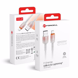 FORCELL F-ENERGY C353 kabelis USB A uz Lightning 2,4A 12W Gradient 1 m balts