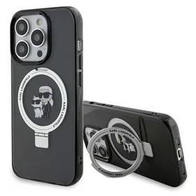 Karl Lagerfeld KLHMP15XHMRSKCK iPhone 15 Pro Max 6.7" melns ar statīvu Viedtālruņa apvalks Karl&Choupette MagSafe