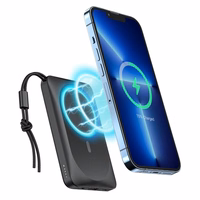 VEGER portatīvais lādētājs 10000 mAh ar bezvadu uzlādi saderīgs ar MagSafe PD QC3.0 2A 20W MagOn (VP1151 / W1151) melna