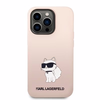 Karl Lagerfeld Silicone Choupette viedtālruņa apvalks iPhone 14 Pro Max - rozā