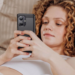 Чехол Carbon Case для Realme 10 Pro+ гибкий силиконовый под карбон чёрный
