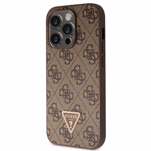 Guess GUHCP14LP4TDSCPW apvalks iPhone 14 Pro - brūns krustenisks 4G metāla logotips