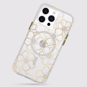 Case-Mate Floral Gems MagSafe vāciņš ierīcei iPhone 15 Pro Max, zelta krāsā