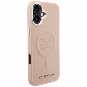 Karl Lagerfeld iniciāļu un metāla logotips MagSafe maciņš iPhone 16 Plus - rozā