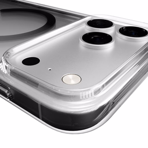 Puro Lite Mag TPU+PC viedtālruņa apvalks saderīgs ar MagSafe iPhone 17 Pro Max - caurspīdīgs ar pelēku gredzenu